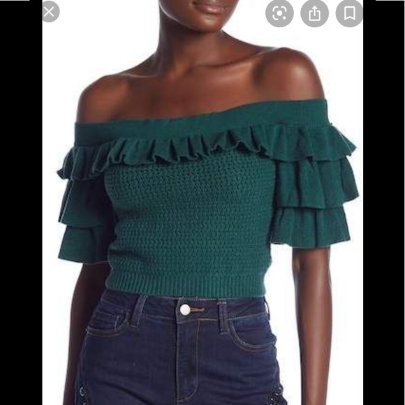Teal ruffle knit top NWT - Picture 2 of 3